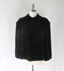 Vintage 50's Black Velvet Cropped Swing Jacket / Coat L - Bombshell Bettys Vintage