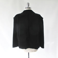 Vintage 50's Black Velvet Cropped Swing Jacket / Coat L - Bombshell Bettys Vintage