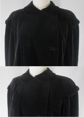 Vintage 50's Black Velvet Cropped Swing Jacket / Coat L - Bombshell Bettys Vintage