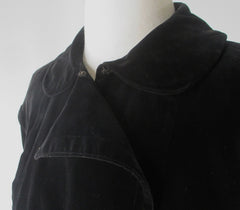 Vintage 50's Black Velvet Cropped Swing Jacket / Coat L - Bombshell Bettys Vintage