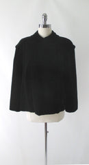 Vintage 50's Black Velvet Cropped Swing Jacket / Coat L - Bombshell Bettys Vintage