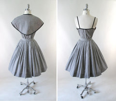 Vintage 50's Black & White Removable Capelet Sundress Dress M - Bombshell Bettys Vintage