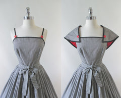 Vintage 50's Black & White Removable Capelet Sundress Dress M - Bombshell Bettys Vintage