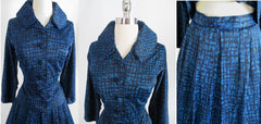 • Vintage 50's New Look Blue Atomic Jacket Top / Skirt Dress Suit Set - Bombshell Bettys Vintage