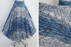 • Vintage Early 50's Rare Kamehameha Blue Hawaii Hand Painted Style Full Circle Skirt S - Bombshell Bettys Vintage
