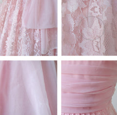 Vintage 50's Bubblegum Pink Lace & Chiffon Party Dress S - Bombshell Bettys Vintage