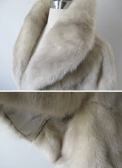 • Vintage 50's Tourmaline Gray Cream Mink Shrug Jacket Wrap - Bombshell Bettys Vintage