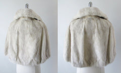 • Vintage 50's Tourmaline Gray Cream Mink Shrug Jacket Wrap - Bombshell Bettys Vintage