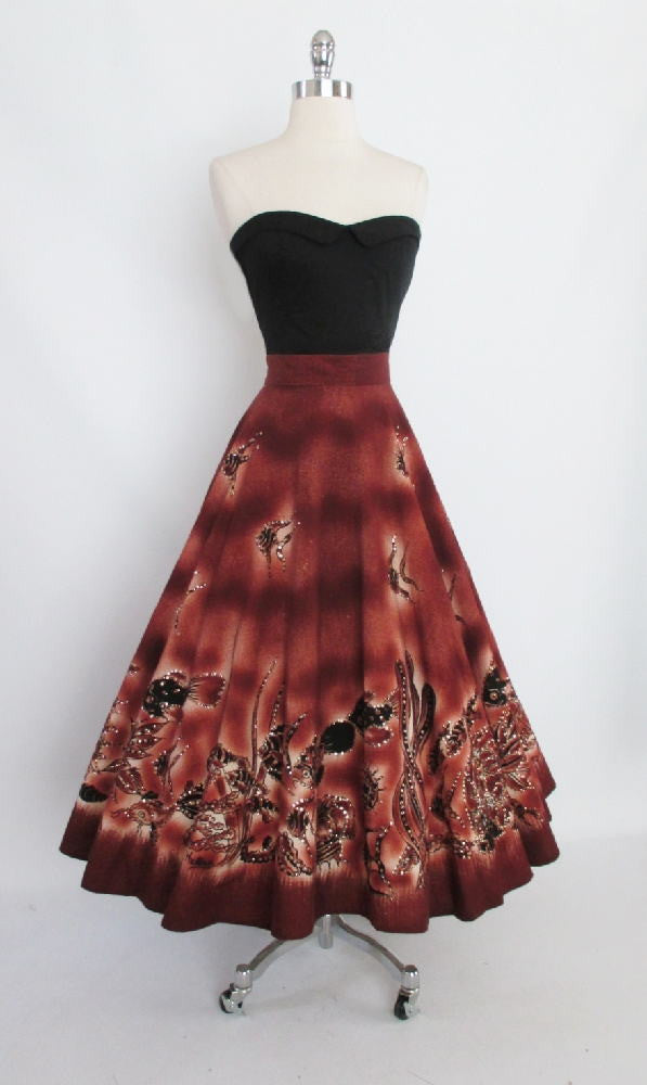• Vintage 50's Tropical Angelfish Ocean Reef Hand Painted Circle Skirt M - Bombshell Bettys Vintage