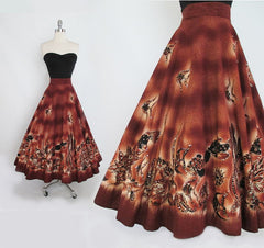 • Vintage 50's Tropical Angelfish Ocean Reef Hand Painted Circle Skirt M - Bombshell Bettys Vintage
