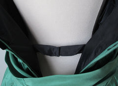 • Vintage 80's Strapless Green Silk Black Velvet Full Skirt Party Dress S - Bombshell Bettys Vintage
