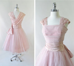 Vintage 50's Pink Tulle & Taffeta Party Dress XS - Bombshell Bettys Vintage