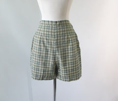 Vintage 50's Green Plaid Shorts M - Bombshell Bettys Vintage