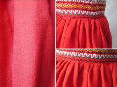 Vintage 50's Red Embroidered Full Swing Skirt S - Bombshell Bettys Vintage