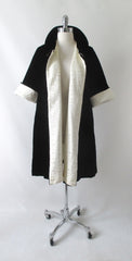 Vintage 50's Black & White Reversible Velvet Evening Swing Coat M - Bombshell Bettys Vintage