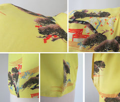 Vintage 50's Silk Hawaiian Blouse Top S M - Bombshell Bettys Vintage
