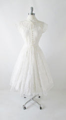 Vintage 50's White Lace Wedding Dress M - Bombshell Bettys Vintage