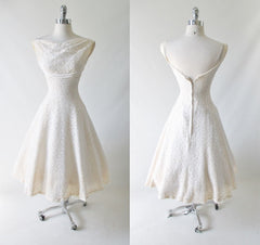 Vintage 50's White Lace Wedding Dress XS - Bombshell Bettys Vintage