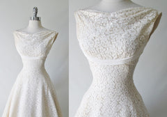 Vintage 50's White Lace Wedding Dress XS - Bombshell Bettys Vintage