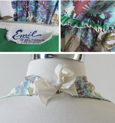 Vintage 50's Tropical Palm Hawaiian Style Full Skirt Halter Dress S - Bombshell Bettys Vintage