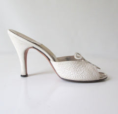 Vintage 50s White Springolator Heels Shoes 8 - Bombshell Bettys Vintage