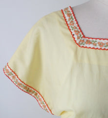 Vintage 50's 60's Sunny Yellow Full Skirt Party Day Dress L - Bombshell Bettys Vintage