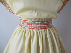 Vintage 50's 60's Sunny Yellow Full Skirt Party Day Dress L - Bombshell Bettys Vintage