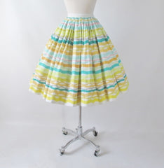 Vintage 50s Atomic Horizontal Stripe Full Skirt XS - Bombshell Bettys Vintage