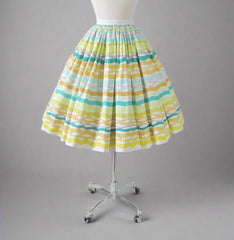 Vintage 50s Atomic Horizontal Stripe Full Skirt XS - Bombshell Bettys Vintage