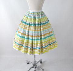 Vintage 50s Atomic Horizontal Stripe Full Skirt XS - Bombshell Bettys Vintage
