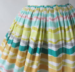Vintage 50s Atomic Horizontal Stripe Full Skirt XS - Bombshell Bettys Vintage