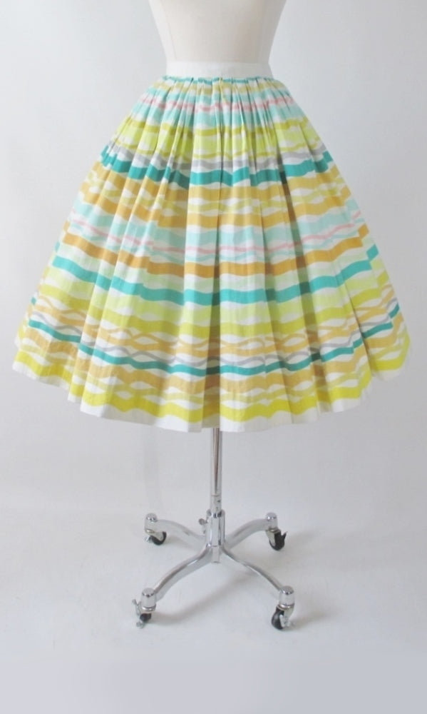 Vintage 50s Atomic Horizontal Stripe Full Skirt XS - Bombshell Bettys Vintage