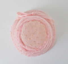 Vintage 60s Pink Tulle & Velvet Bow Beehive Bucket Hat - Bombshell Bettys Vintage