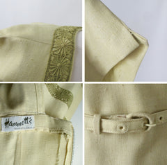 Vintage 50s Linen & Lace Sheath Dress M - Bombshell Bettys Vintage