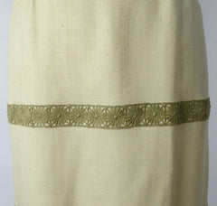 Vintage 50s Linen & Lace Sheath Dress M - Bombshell Bettys Vintage