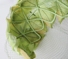 Vintage 50s Green Spring Leaves Netted Veil Headband Hat - Bombshell Bettys Vintage