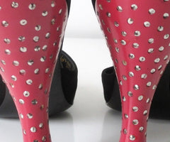 Vintage Red & Black Herbert Levine Marcasite Heel Springolators Shoes 6.5 - Bombshell Bettys Vintage
