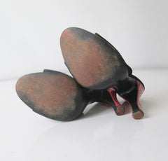 Vintage Red & Black Herbert Levine Marcasite Heel Springolators Shoes 6.5 - Bombshell Bettys Vintage