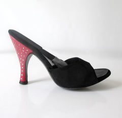 Vintage Red & Black Herbert Levine Marcasite Heel Springolators Shoes 6.5 - Bombshell Bettys Vintage