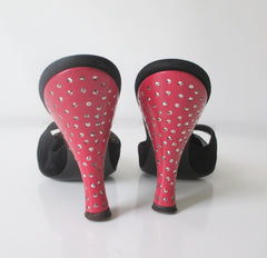 Vintage Red & Black Herbert Levine Marcasite Heel Springolators Shoes 6.5 - Bombshell Bettys Vintage