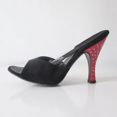 Vintage Red & Black Herbert Levine Marcasite Heel Springolators Shoes 6.5 - Bombshell Bettys Vintage