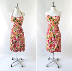 Vintage 60's Floral House Of Hawaii Sarong Dress S - Bombshell Bettys Vintage