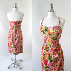 Vintage 60's Floral House Of Hawaii Sarong Dress S - Bombshell Bettys Vintage