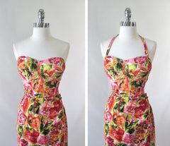 Vintage 60's Floral House Of Hawaii Sarong Dress S - Bombshell Bettys Vintage