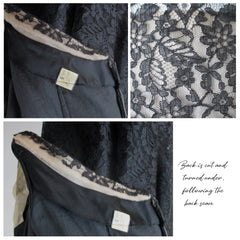 Vintage 60's 50's Black Tiered Lace & Satin Party Dress S - Bombshell Bettys Vintage