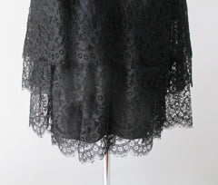 Vintage 60's 50's Black Tiered Lace & Satin Party Dress S - Bombshell Bettys Vintage