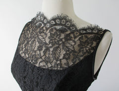 Vintage 60's 50's Black Tiered Lace & Satin Party Dress S - Bombshell Bettys Vintage