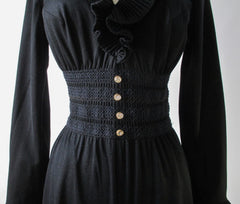 Vintage 60's / 70's Black Ruffle & Rhinestone Jumpsuit S - Bombshell Bettys Vintage