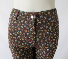 Vintage 70's Calico Flower Cotton Bell Bottom Pants S - Bombshell Bettys Vintage