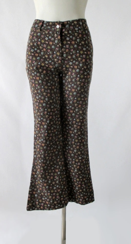 Vintage 70's Calico Flower Cotton Bell Bottom Pants S - Bombshell Bettys Vintage